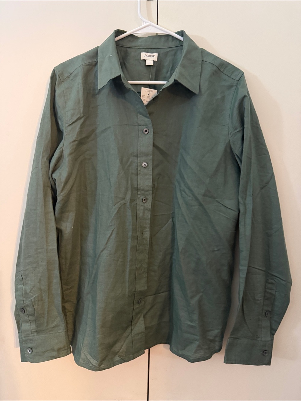 J. Crew Men's Olive Green Long-Sleeve Button-Down Shirt